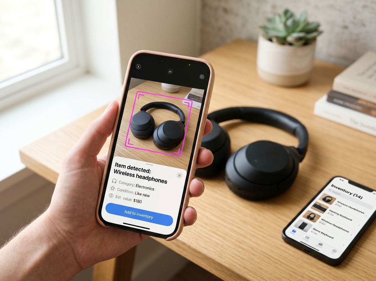 AI inventory app scanning headphones
